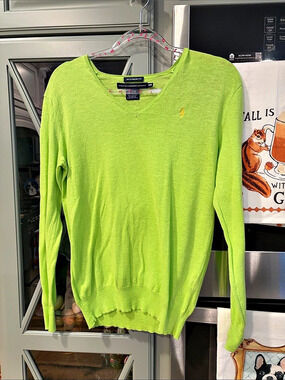 Ralph Lauren Vintage Sport Boyfriend Fit Neon Green Sweater Size Medium